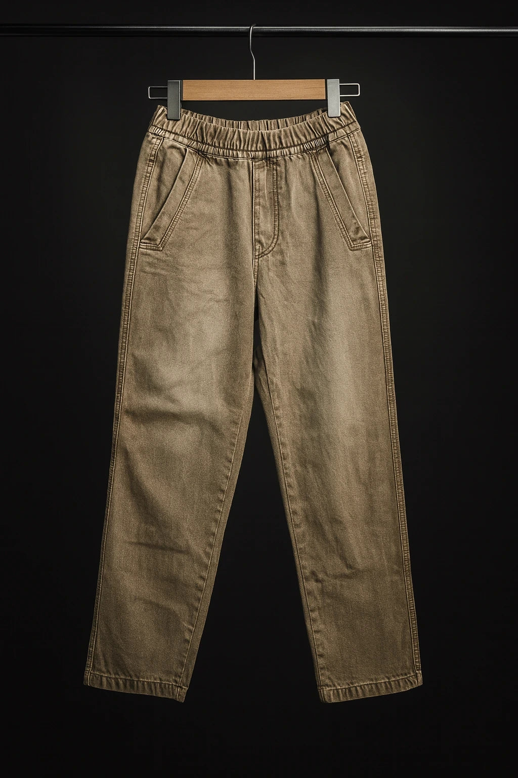 Wolffoxx Vintage Camel Loose-Fit Pull-On Denim Pants