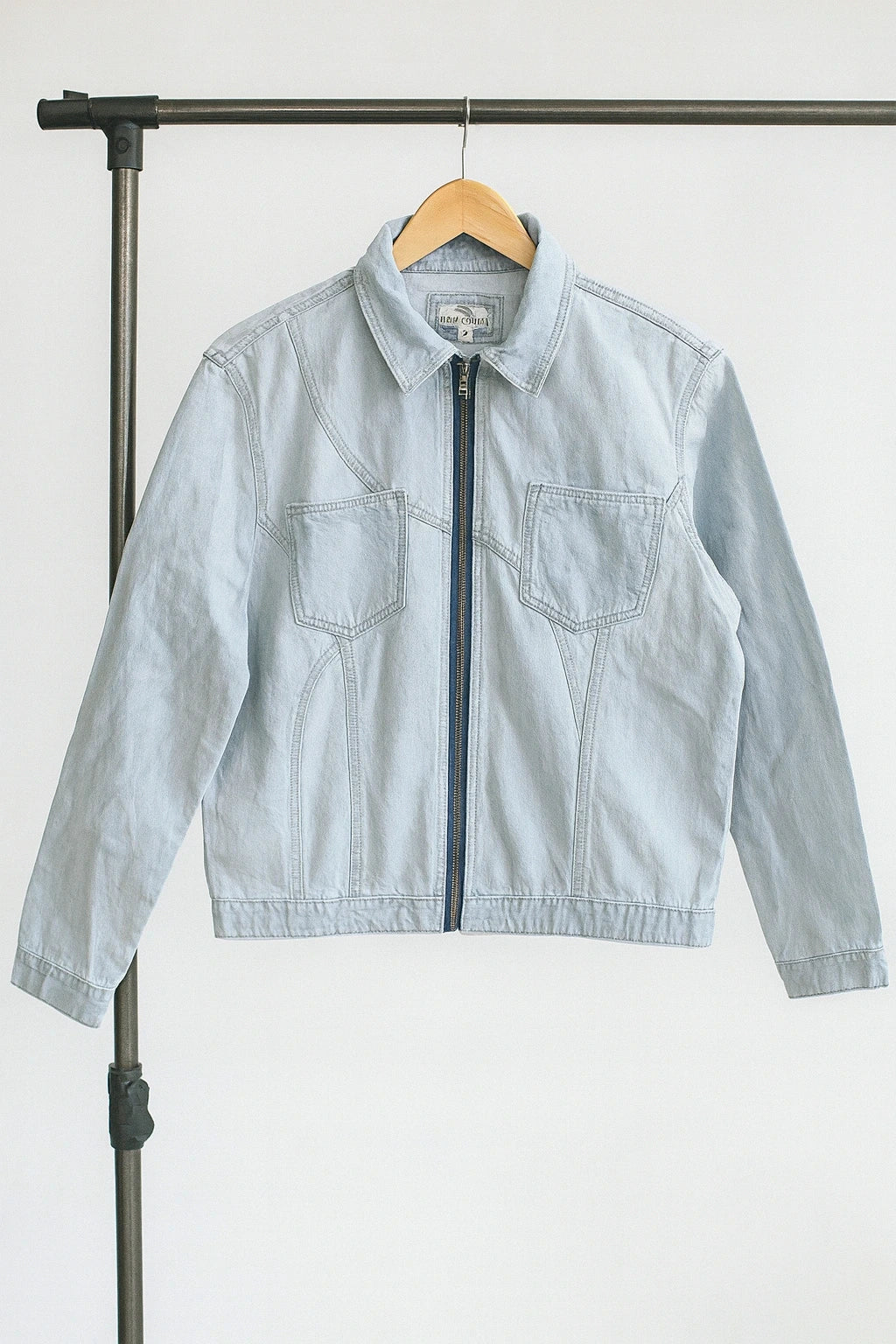 Wolffoxx Light Wash Zipper Denim Jacket for Men