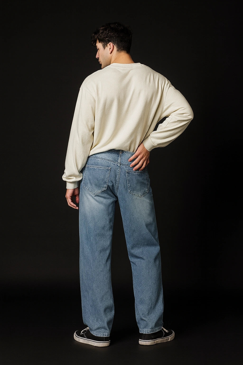 Men's Ice Blue Ripped Relaxed Fit Denim Pants | Wolffoxx