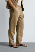 Wolffoxx Vintage Camel Loose-Fit Pull-On Denim Pants