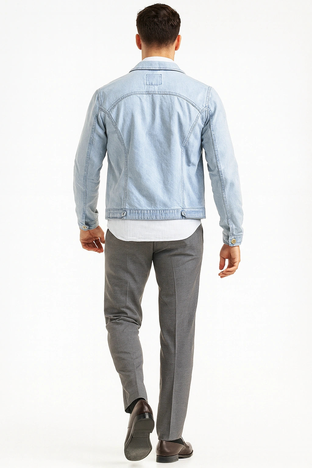 Wolffoxx Light Wash Zipper Denim Jacket for Men