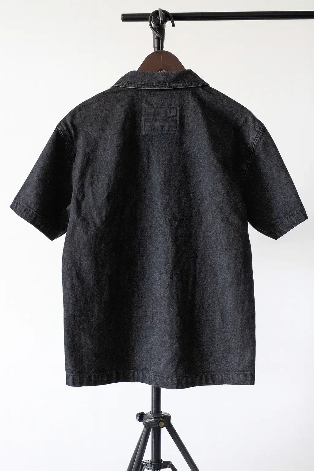 Wolffoxx Black Snap-Button Short Sleeve Denim Shirt