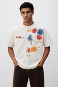 Men's Off-White Botanical Garden Floral Print Heavyweight Cotton Tee | Wolffoxx