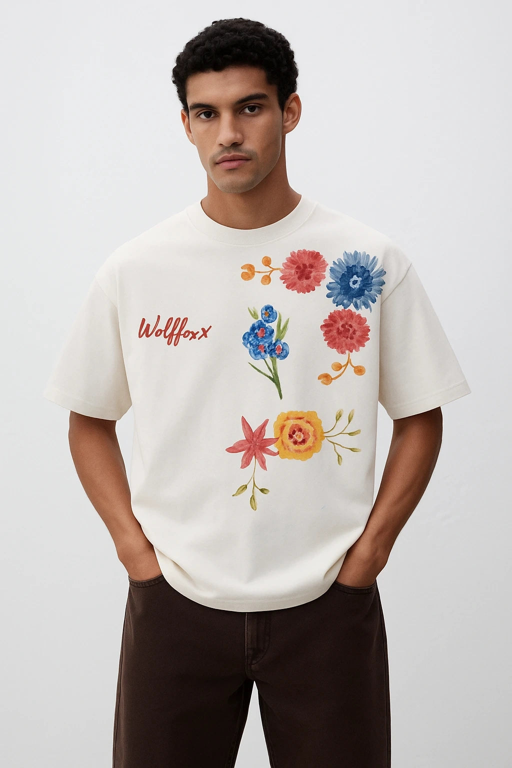 Men's Off-White Botanical Garden Floral Print Heavyweight Cotton Tee | Wolffoxx