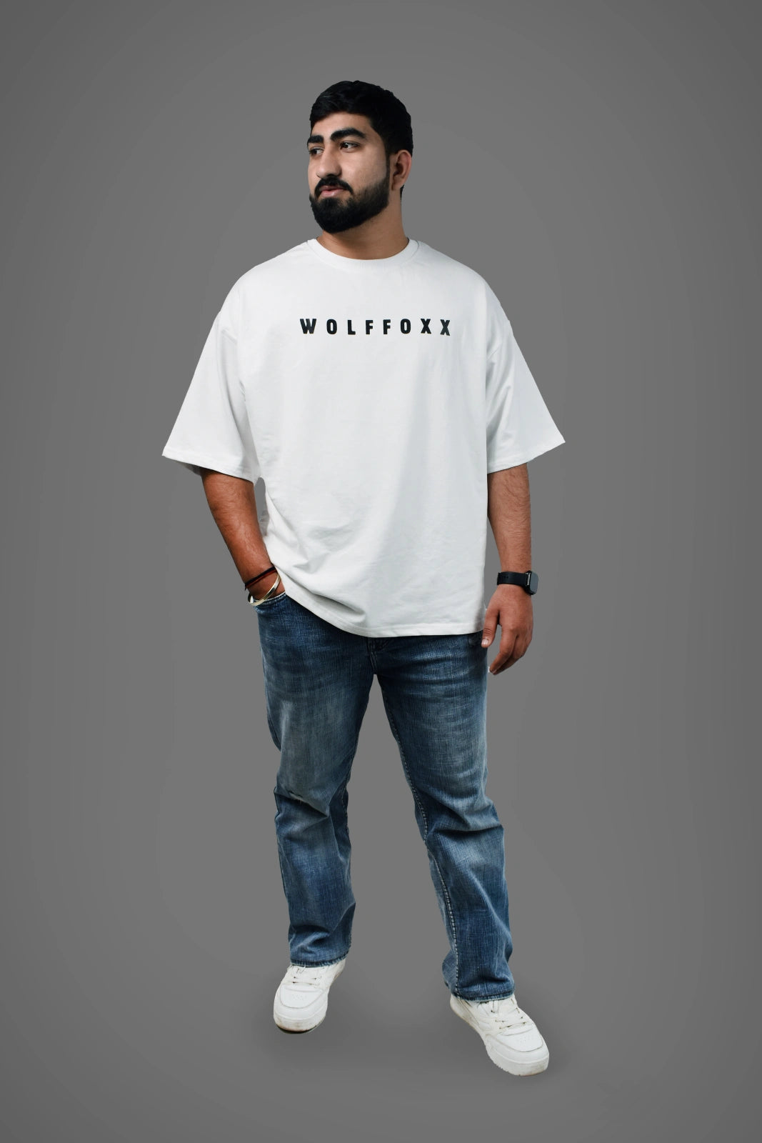 Wolffoxx White "Believe" Quote Graphic Oversized T-Shirt
