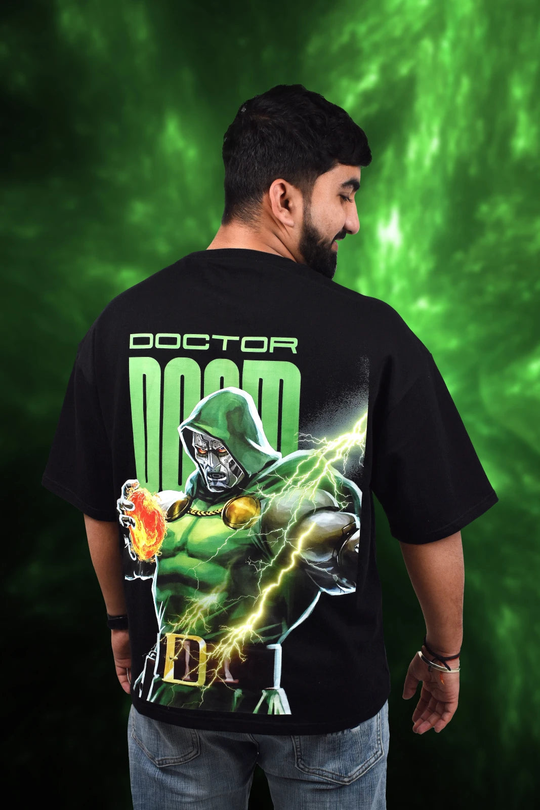 Wolffoxx Black "Doctor Doom" Graphic Oversized T-Shirt