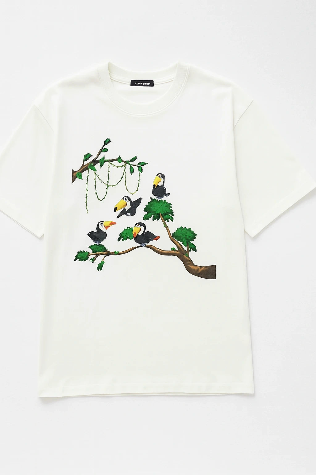 Wolffoxx Cream Toucans On Branch Graphic Oversized T-Shirt