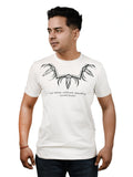 Wolffoxx Off-White Tribal Collar & Sanskrit Shloka Graphic T-Shirt